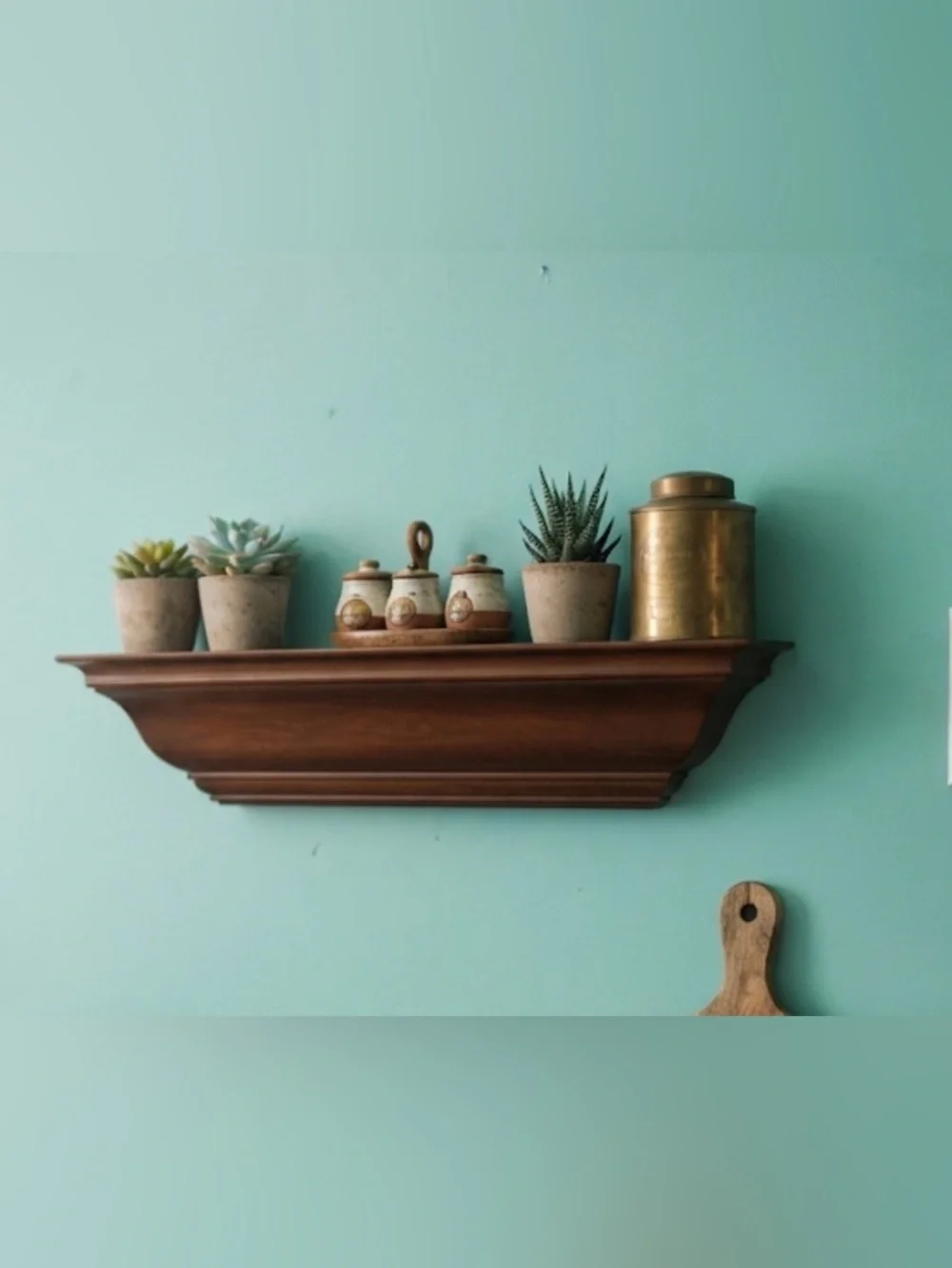 Wooden Decorative Floating Wall Shelf - Brown 18” longest point 5” deep 5” tall